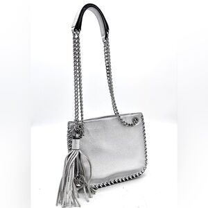 Michael Kors Chelsea Silver Leather Chain Bag